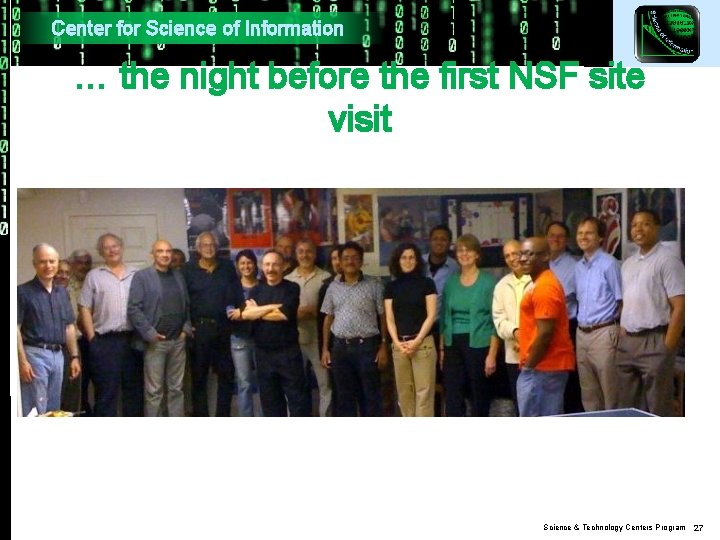 Center for Science of Information … the night before the first NSF site visit