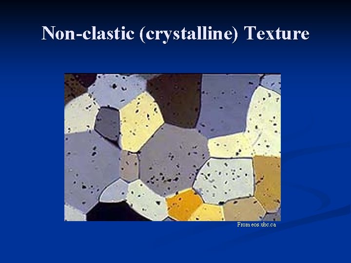 Non-clastic (crystalline) Texture From eos. ubc. ca 