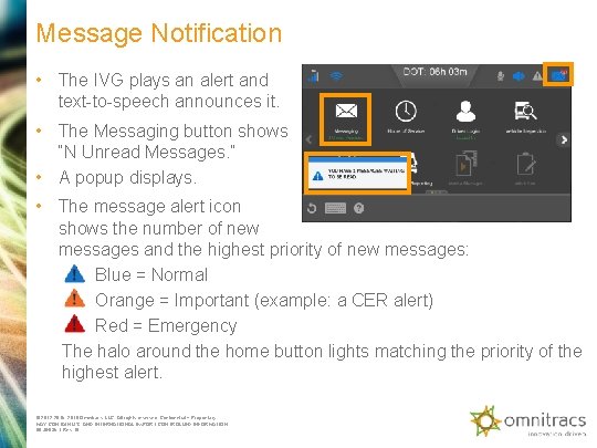 Message Notification • The IVG plays an alert and text-to-speech announces it. • The