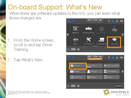 On-board Support: What’s New When there are software updates to the IVG, you can