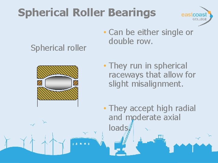 Spherical Roller Bearings Spherical roller • Can be either single or double row. •