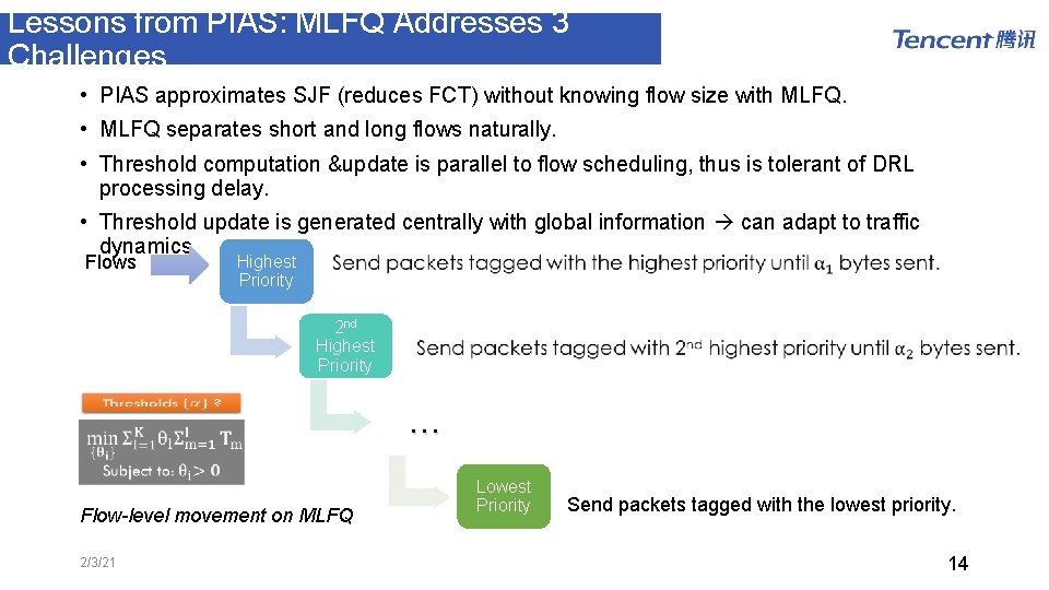 Lessons from PIAS: MLFQ Addresses 3 Challenges • PIAS approximates SJF (reduces FCT) without Lessons from PIAS: MLFQ Addresses 3 Challenges • PIAS approximates SJF (reduces FCT) without