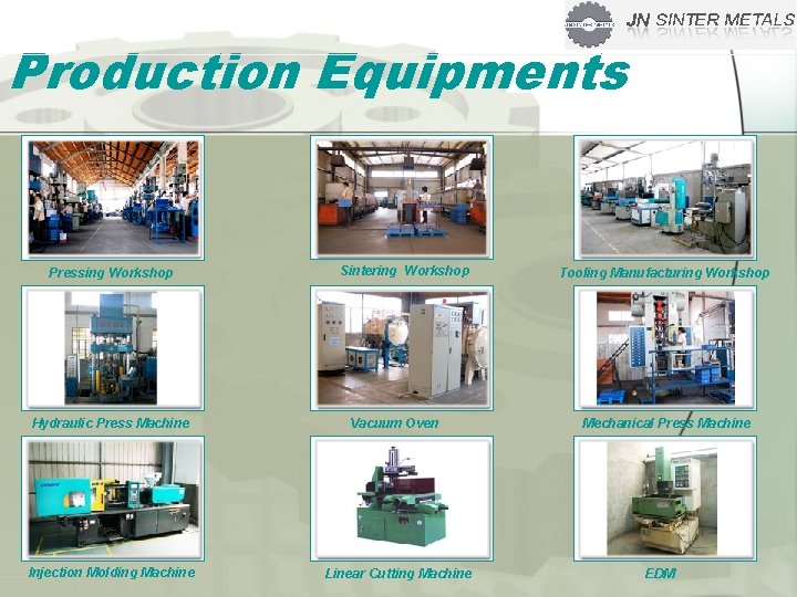 Production Equipments Pressing Workshop Sintering Workshop Hydraulic Press Machine Vacuum Oven Injection Molding Machine