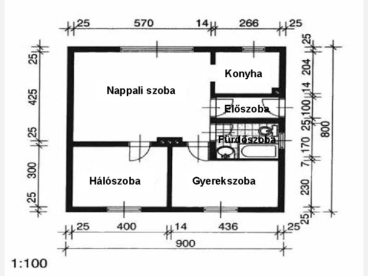 Konyha Nappali szoba Előszoba Fürdőszoba Hálószoba Gyerekszoba 