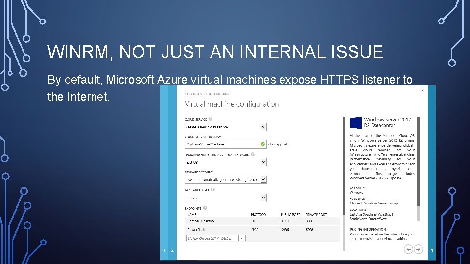 WINRM, NOT JUST AN INTERNAL ISSUE By default, Microsoft Azure virtual machines expose HTTPS