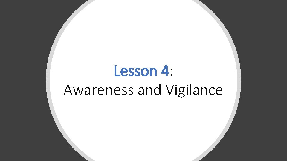 Lesson 4: Awareness and Vigilance 