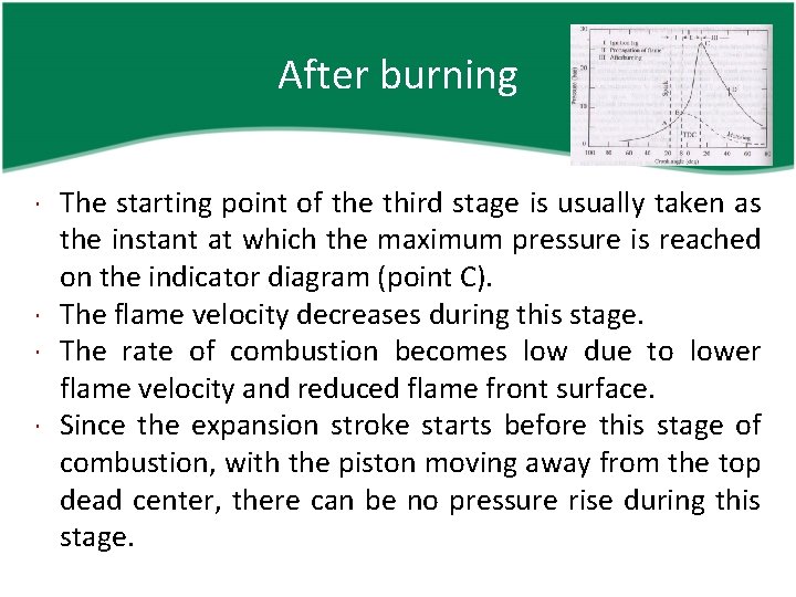 After burning The starting point of the third stage is usually taken as the