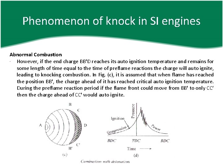 Phenomenon of knock in SI engines Abnormal Combustion However, if the end charge BB'D