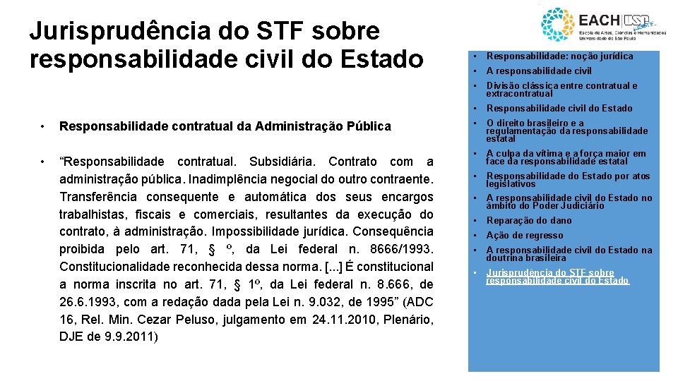Jurisprudência do STF sobre responsabilidade civil do Estado • Responsabilidade contratual da Administração Pública