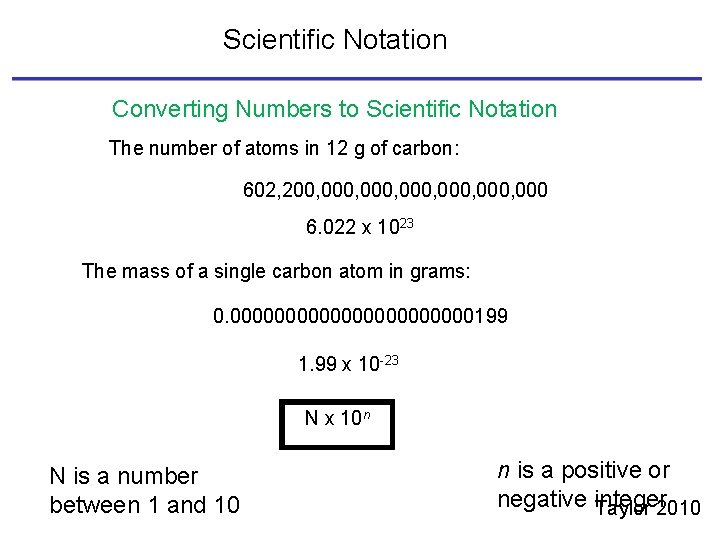 Scientific Notation Converting Numbers to Scientific Notation The number of atoms in 12 g