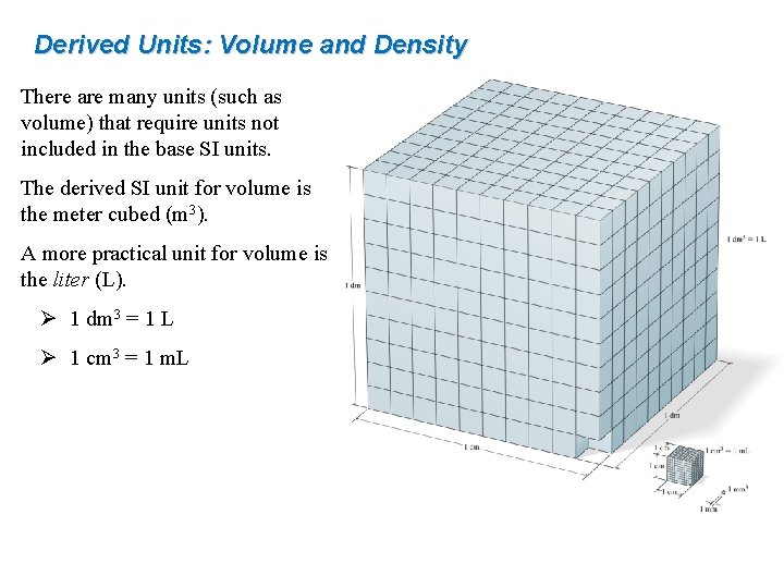 Derived Units: Volume and Density There are many units (such as volume) that require