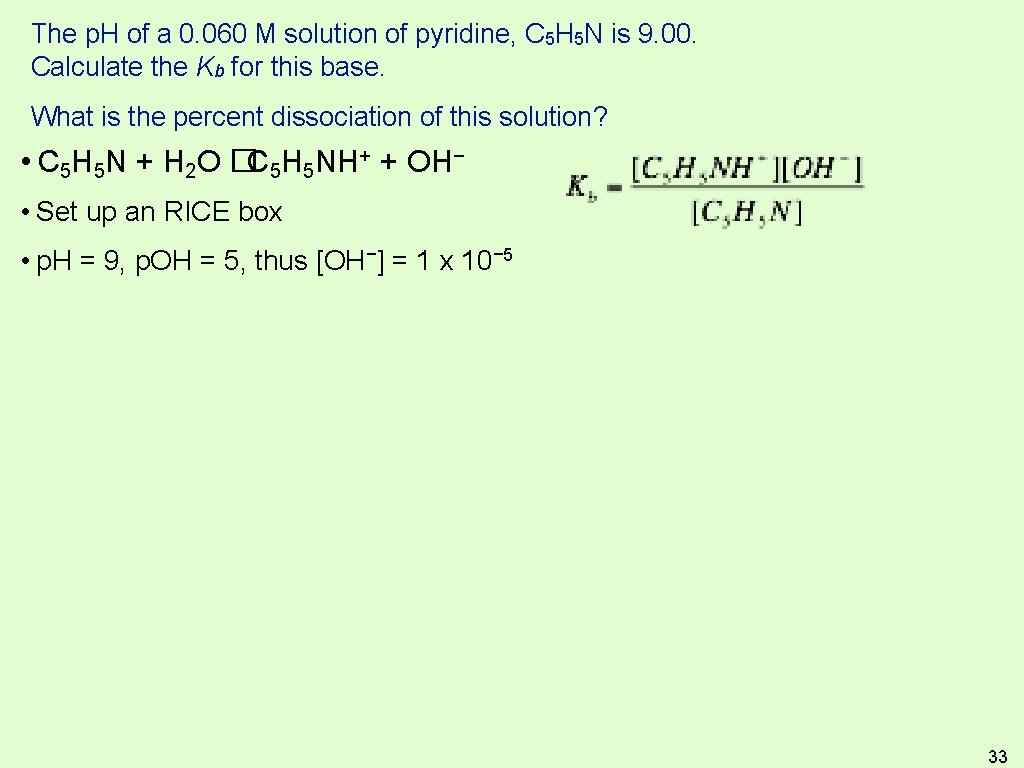 The p. H of a 0. 060 M solution of pyridine, C 5 H