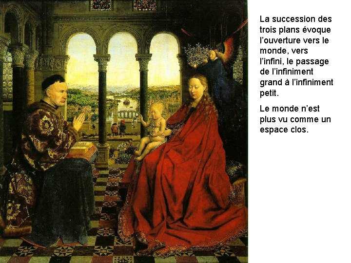 La succession des trois plans évoque l’ouverture vers le monde, vers l’infini, le passage