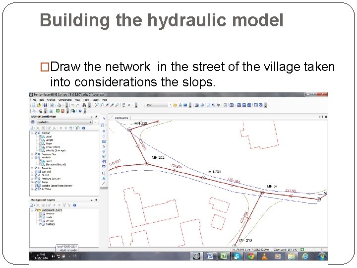 Building the hydraulic model �Draw the network in the street of the village taken