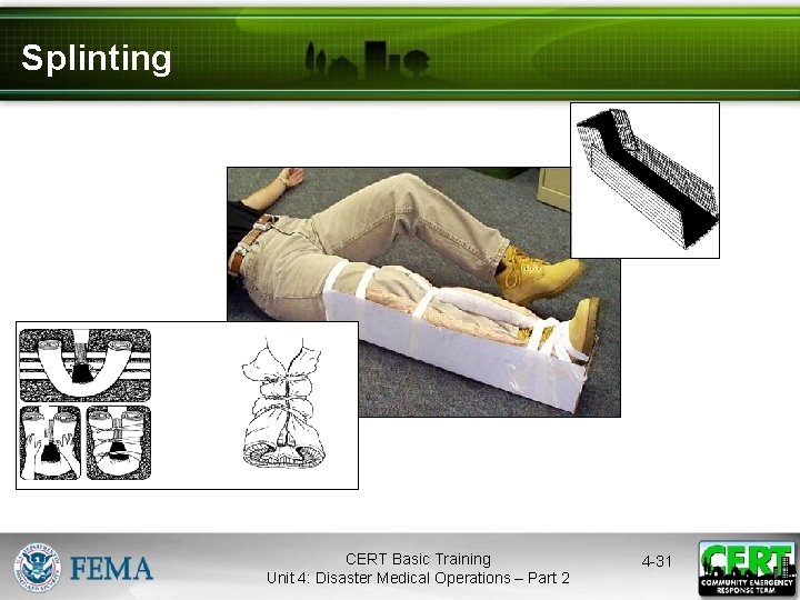 Splinting CERT Basic Training Unit 4: Disaster Medical Operations – Part 2 4 -31