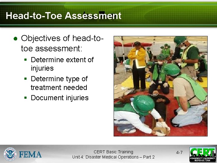 Head-to-Toe Assessment ● Objectives of head-totoe assessment: § Determine extent of injuries § Determine