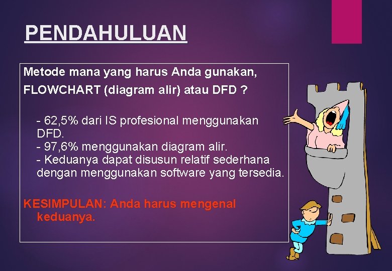 PENDAHULUAN Metode mana yang harus Anda gunakan, FLOWCHART (diagram alir) atau DFD ? -