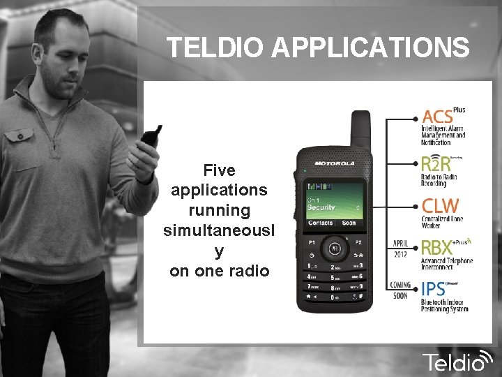 TELDIO APPLICATIONS Five applications running simultaneousl y on one radio 