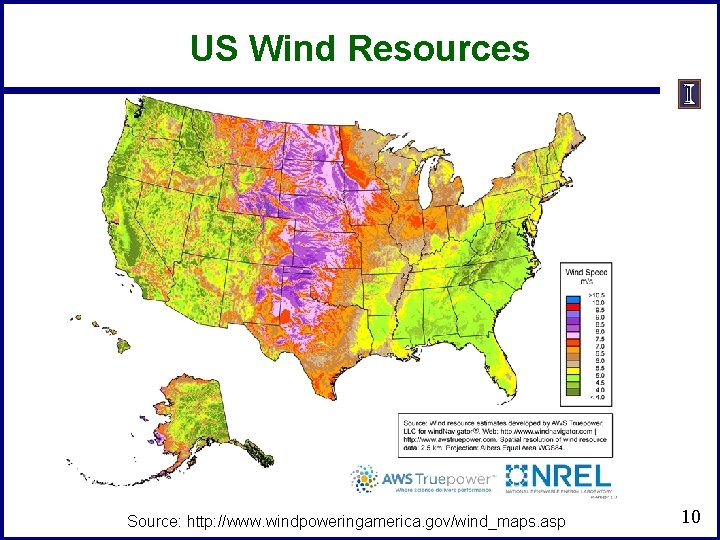 US Wind Resources Source: http: //www. windpoweringamerica. gov/wind_maps. asp 10 