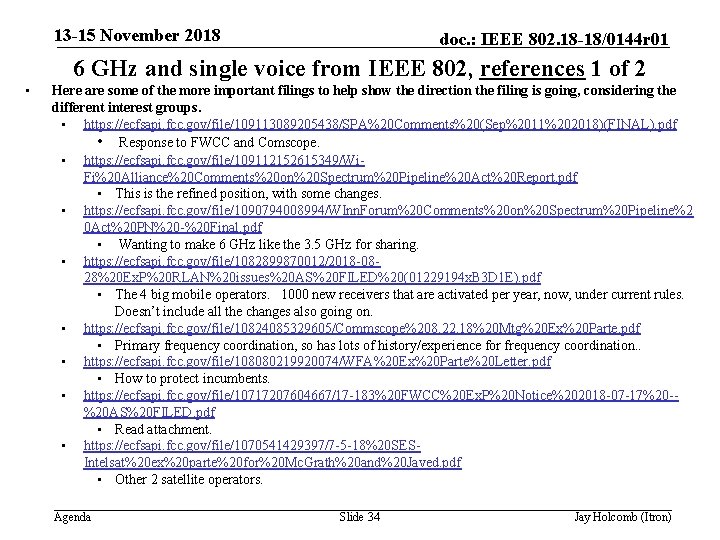 13 -15 November 2018 doc. : IEEE 802. 18 -18/0144 r 01 6 GHz