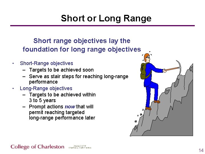 Short or Long Range Short range objectives lay the foundation for long range objectives