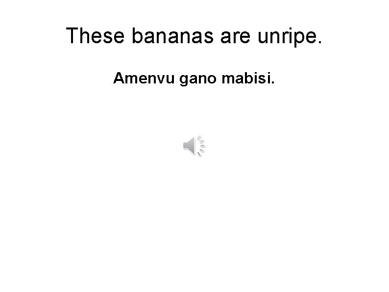 These bananas are unripe. Amenvu gano mabisi. 