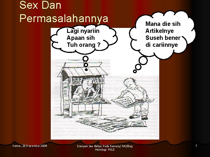 Sex Dan Permasalahannya Lagi nyariin Apaan sih Tuh orang ? Kamis, 28 Desember 2006