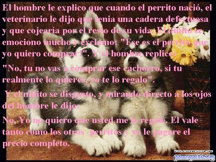El hombre le explico que cuando el perrito nació, el veterinario le dijo que