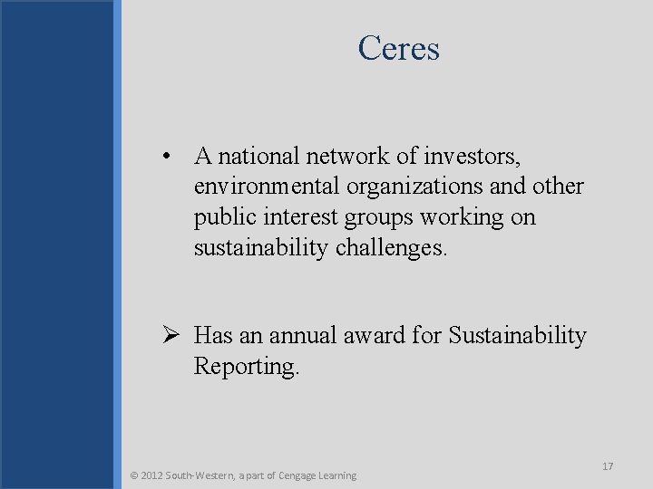 Ceres • A national network of investors, environmental organizations and other public interest groups
