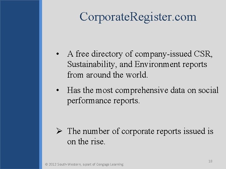 Corporate. Register. com • A free directory of company-issued CSR, Sustainability, and Environment reports