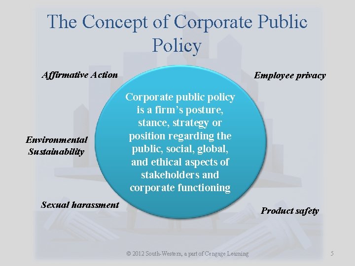 The Concept of Corporate Public Policy Affirmative Action Environmental Sustainability Employee privacy Corporate public