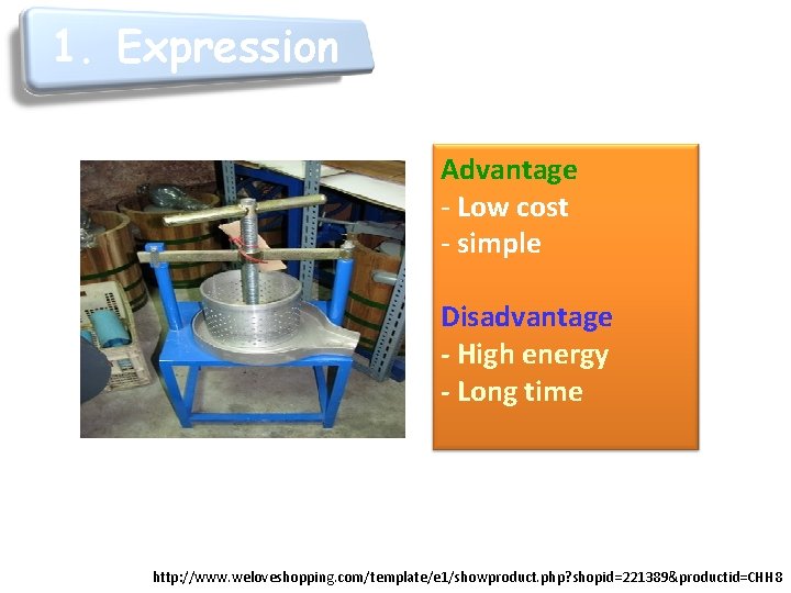 1. Expression Advantage - Low cost - simple Disadvantage - High energy - Long