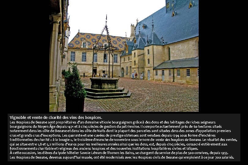 Vignoble et vente de charité des vins des hospices. Les Hospices de Beaune sont