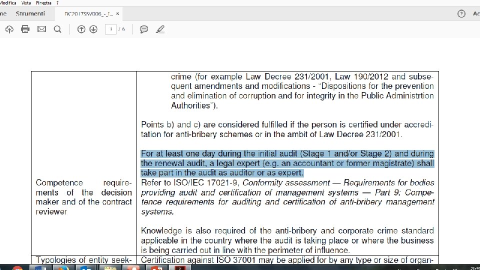 UNI ISO 37001: 2016 13 July-17 