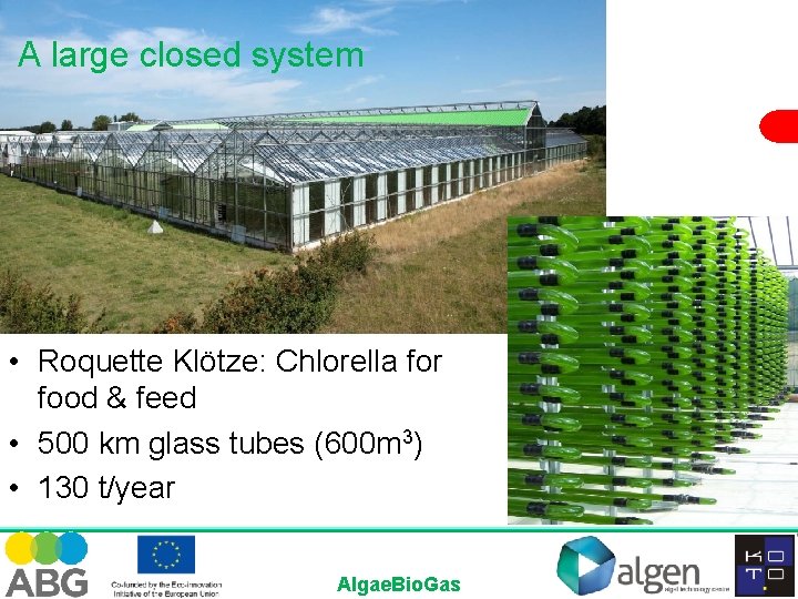 A large closed system • Roquette Klötze: Chlorella for food & feed • 500