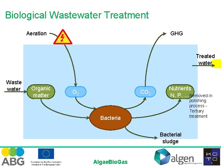 Biological Wastewater Treatment Aeration GHG Treated water Waste water Organic matter O 2 CO