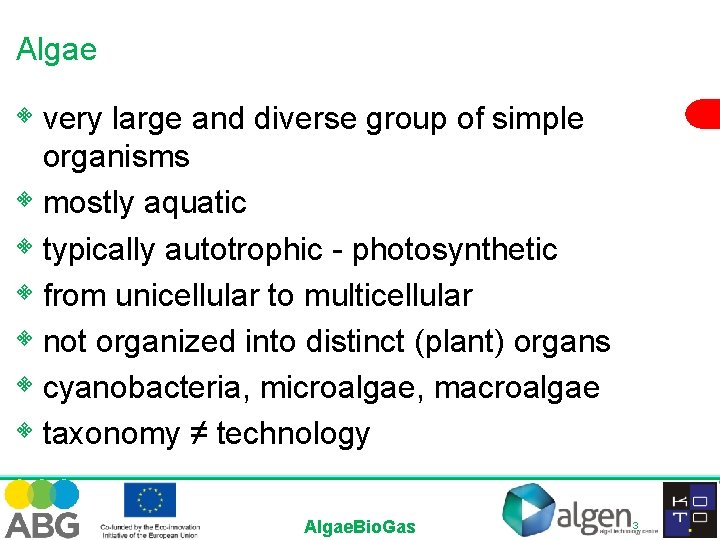 Algae • very large and diverse group of simple organisms • mostly aquatic •