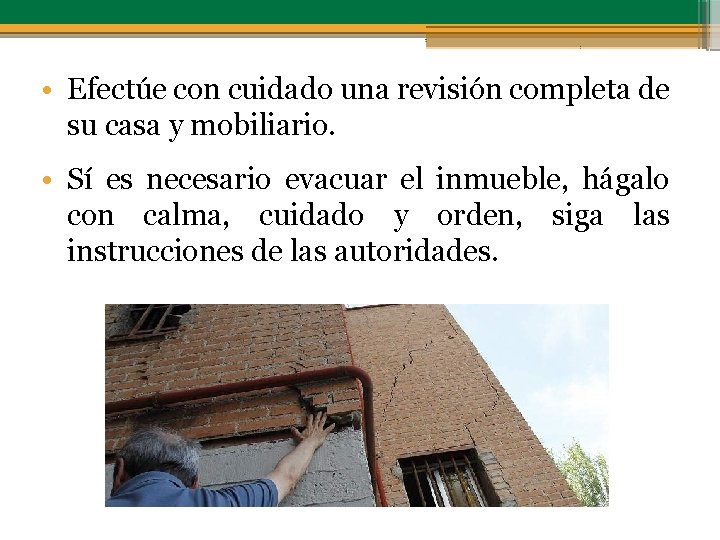  • Efectúe con cuidado una revisión completa de su casa y mobiliario. •