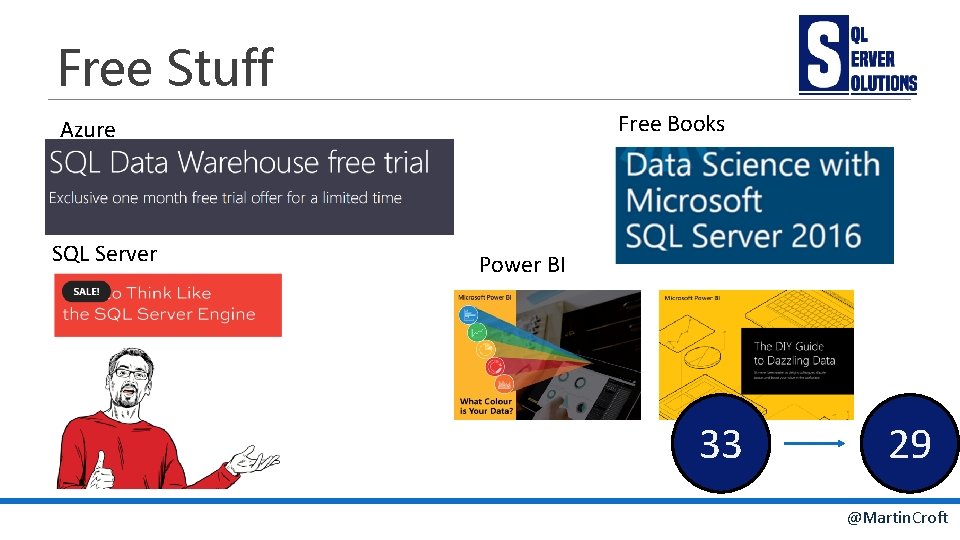 Free Stuff Free Books Azure SQL Server Power BI 33 29 @Martin. Croft 