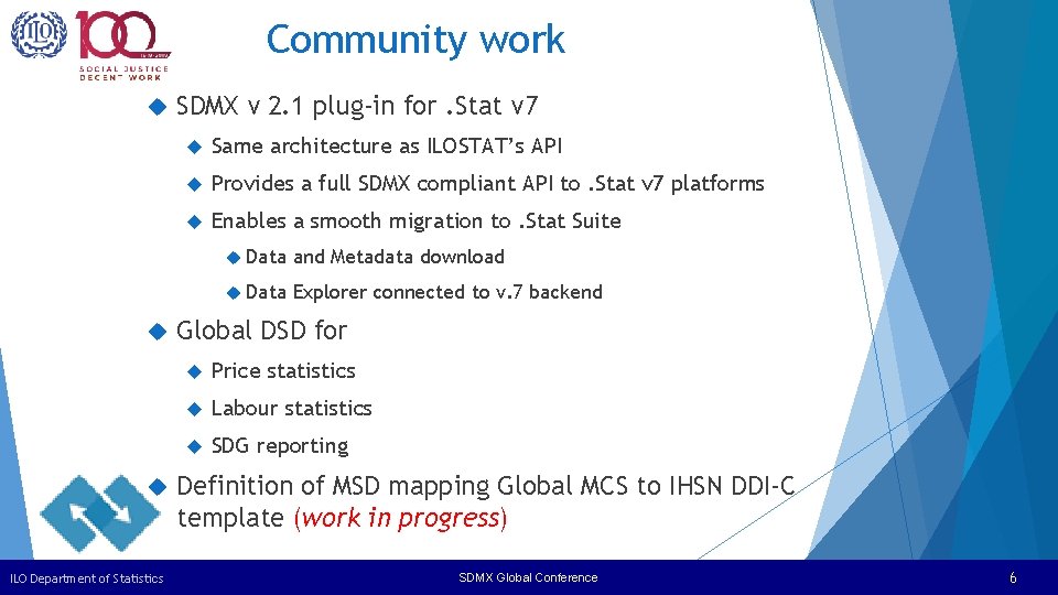 Community work ILO Department of Statistics SDMX v 2. 1 plug-in for. Stat v