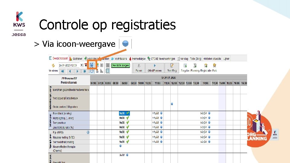 Controle op registraties > Via icoon-weergave 