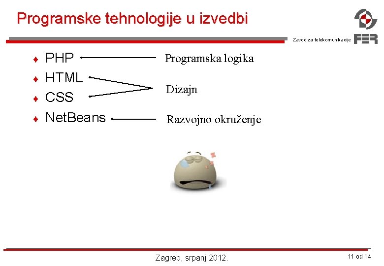 Programske tehnologije u izvedbi Zavod za telekomunikacije ¨ ¨ PHP HTML CSS Net. Beans