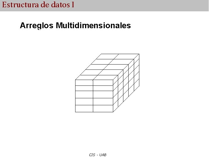 Estructura de datos I Arreglos Multidimensionales Curso Facultad Sexo CIS - UAB 