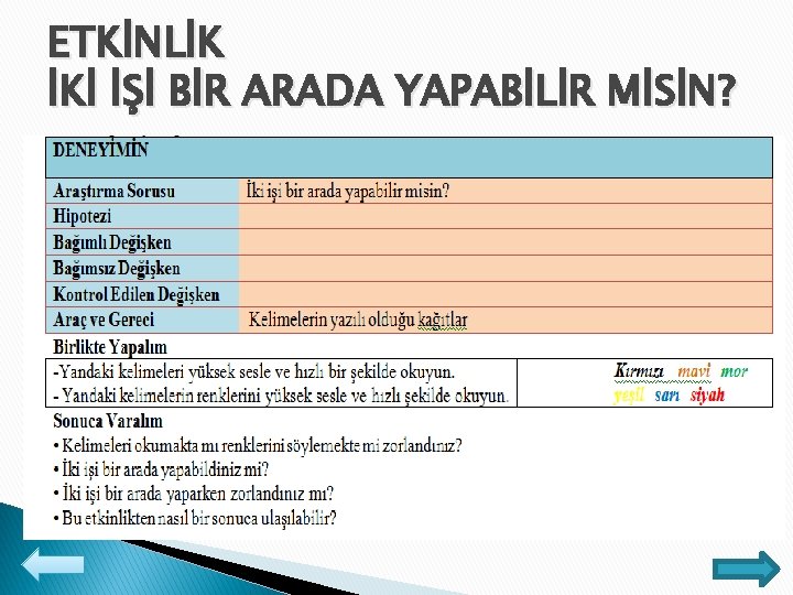 ETKİNLİK İKİ İŞİ BİR ARADA YAPABİLİR MİSİN? 