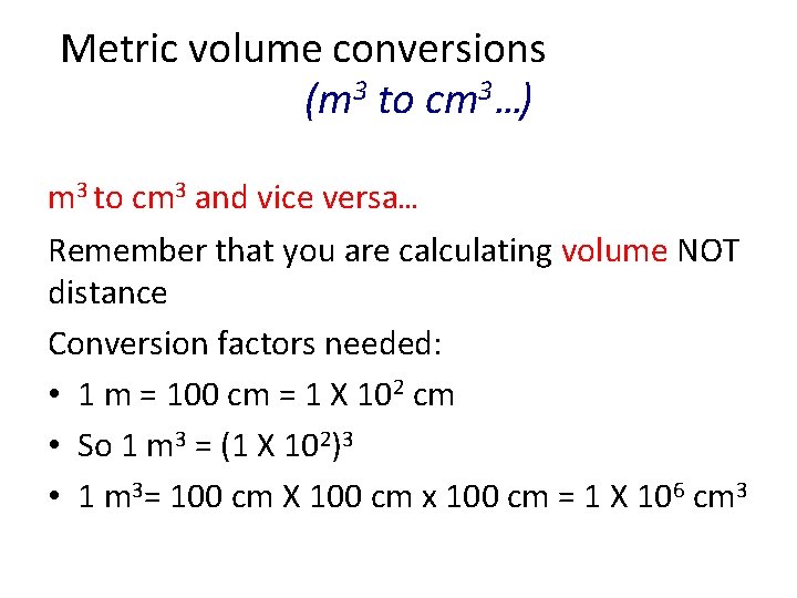 Metric volume conversions (m 3 to cm 3…) m 3 to cm 3 and