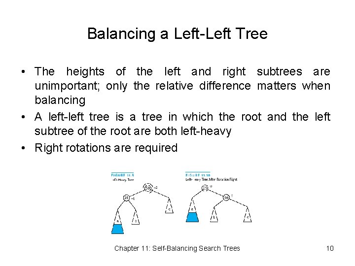 Balancing a Left-Left Tree • The heights of the left and right subtrees are