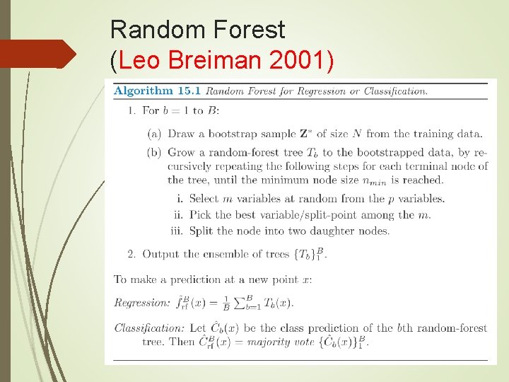 Random Forest (Leo Breiman 2001) 