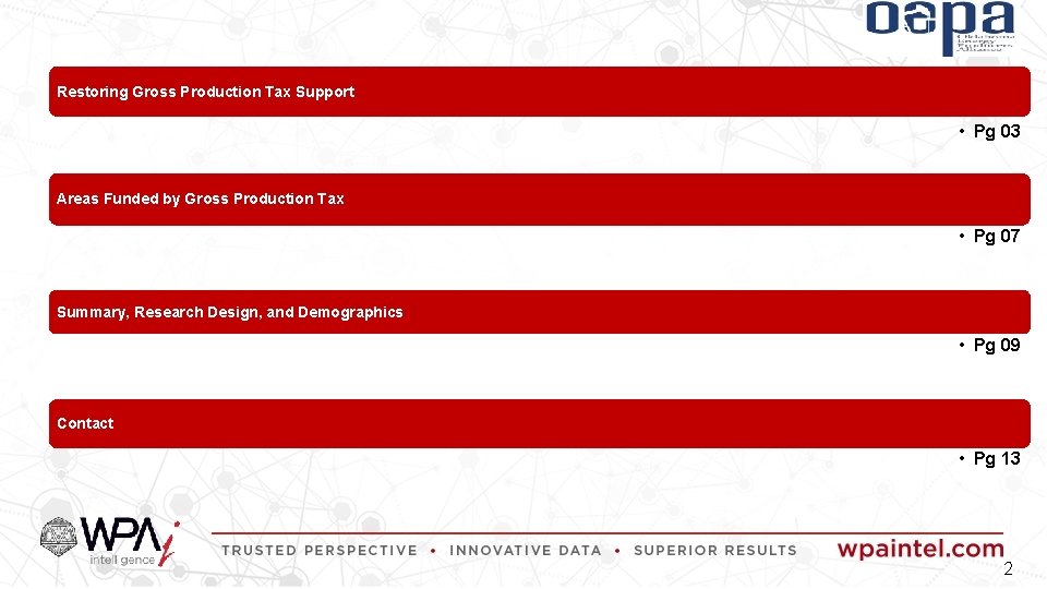 Restoring Gross Production Tax Support • Pg 03 Areas Funded by Gross Production Tax