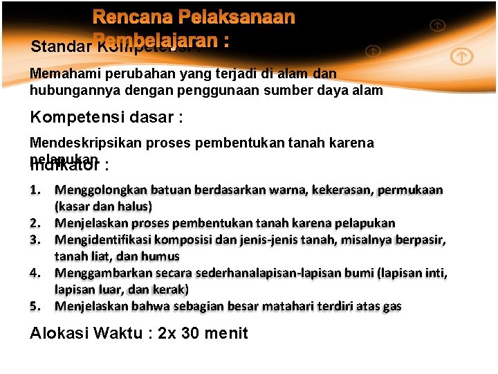 Standar Kompetensi : Memahami perubahan yang terjadi di alam dan hubungannya dengan penggunaan sumber