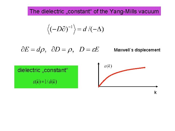 The dielectric „constant“ of the Yang-Mills vacuum Maxwell´s displecement dielectric „constant“ k 